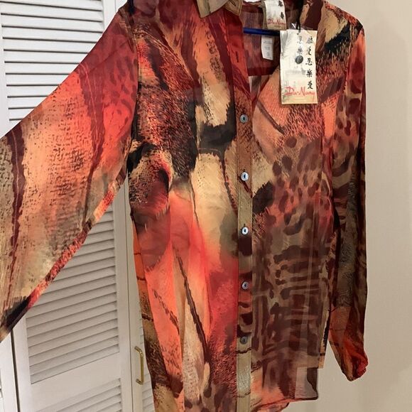 NWT Da-Nang Multicolor 100% Silk Blouse - Picture 2 of 9